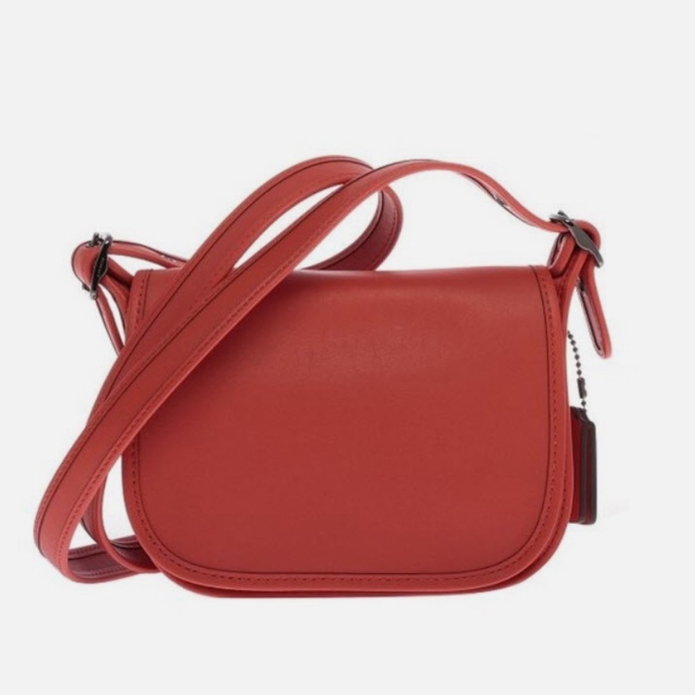 Rare COACH 75th Anniversary in beautiful Tomato Red Limited Saddle Bag Crossbody